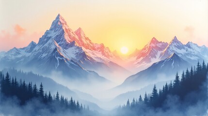 Dawn's Embrace: Majestic Mountain Sunrise