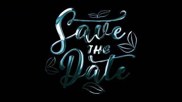 save the date text animation teal blue suitable for wedding invitations event announcements or special occasions with elegant design
