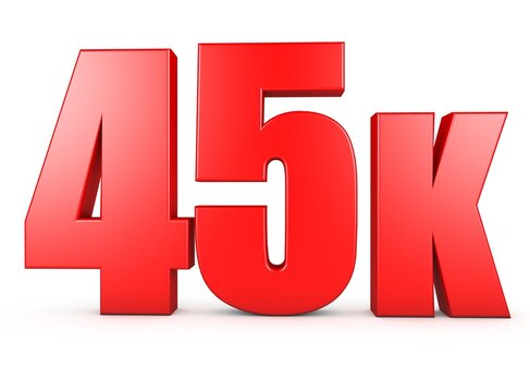 3d 45k rendering illustration isolated with Red Color on white background. 3d Text isolated.