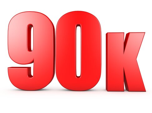 3d 90k rendering illustration isolated with Red Color on white background. 3d Text isolated.