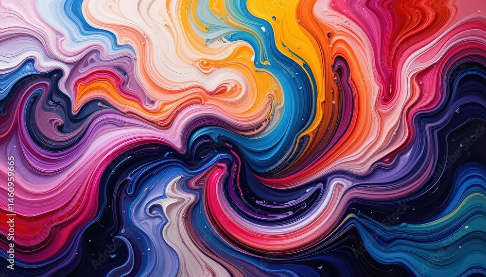 Poster swirling abstract art: vibrant colors in fluid, dynamic composit
