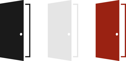 Doors, open doors, set of open entrance doors. Vector image, web banner, designer illustration, vector.