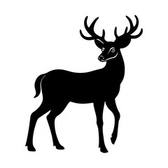 elegant full body deer vector illustration, deer silhouette vector, black and white deer vector.