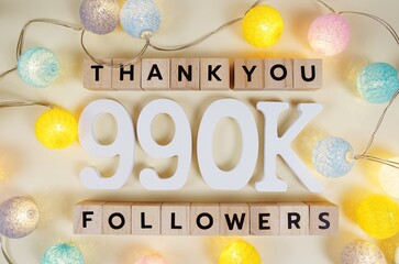 Thank You 990000, 990K Followers congratulation and celebration social media subscribers and...