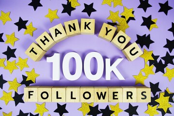 Thank You 100000, 100K Followers congratulation and celebration social media subscribers and followers