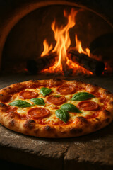 pizza in a oven