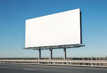 Fototapeta premium Outdoor blank white billboard mockup — empty advertising canvas for branding, poster design, and commercial ad placement presentations