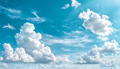 Vast azure sky filled with puffy white clouds