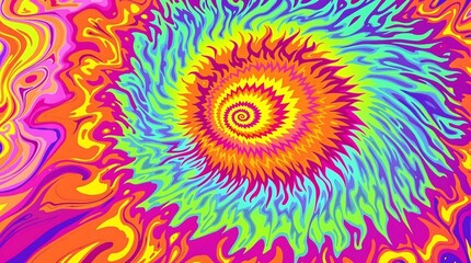 Colorful psychedelic spiral with vibrant colors and surreal patterns