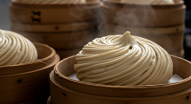 Tibetan tingmo steamed bread with delicate layered swirls 