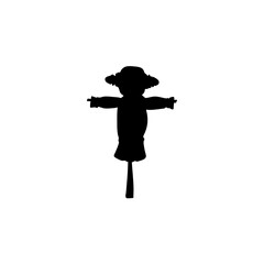 Garden scarecrow silhouette. Vector illustration 