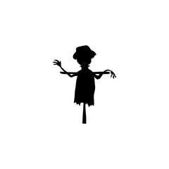 Garden scarecrow silhouette. Vector illustration 