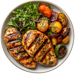 Grilled Chicken Breast with Roasted Vegetables and Salad