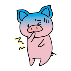 嘔吐下痢に苦しむぶた