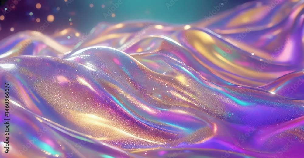 Poster abstract colorful waves with shimmering highlights and soft curves create a visually striking backgr
