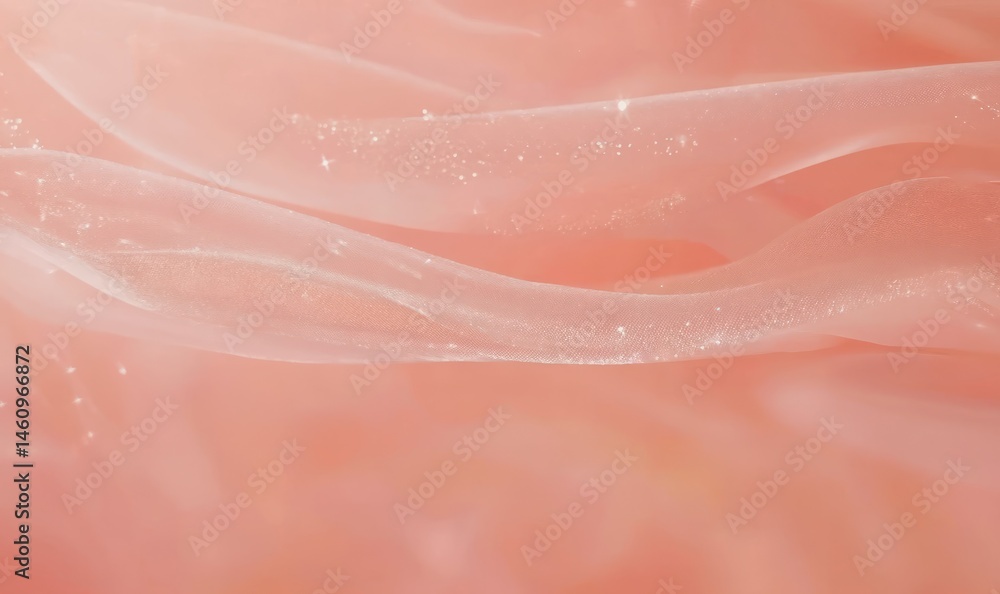 Poster soft pink abstract background with flowing translucent shapes and sparkling details