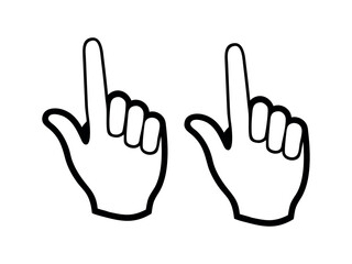 Obraz premium Hands Pointing Upwards, Simple Graphic, black and white pointing hand illustrations, hand, hands, pointing, up, upwards, fingers, illustration, graphic, icon, vector, design, hand, pointing, finger, 