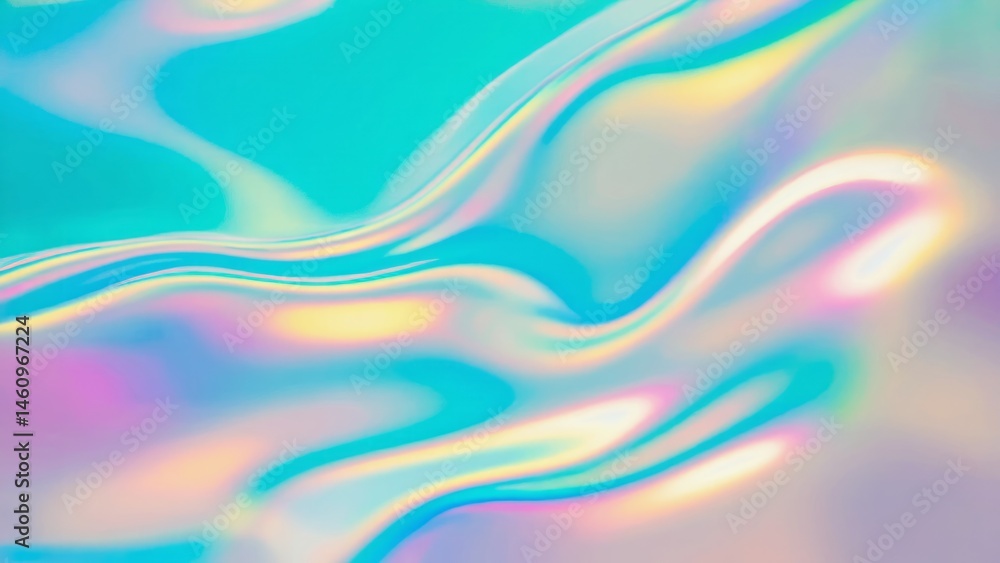 Poster abstract waves in vibrant colors create a fluid and dreamlike atmosphere with shiny reflections and 