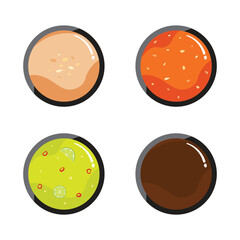 Fototapeta premium Vector illustration of popular Thai dipping sauces. Essential condiments for Thai cuisine.