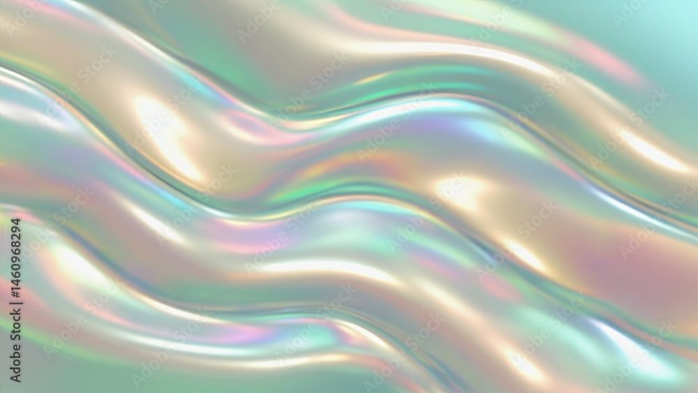 Poster colorful abstract waves with a shimmering surface and fluid motion in a mesmerizing background