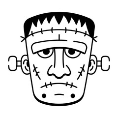 A doodle style icon of frankenstein mask
