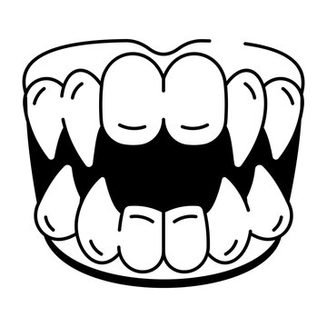 Hand drawn style icon of vampire fangs
