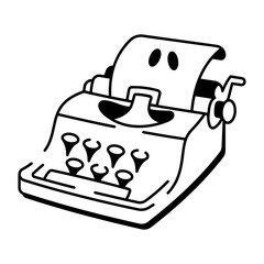 Hand drawn style icon of typewriter
