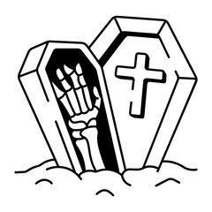 A doodle style icon of coffin
