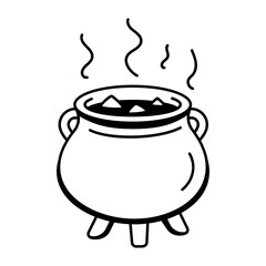 A doodle style icon of witch cauldron
