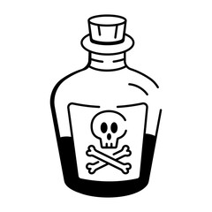 Hand drawn style icon of poison bottle
