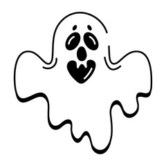 A sketchy style icon of ghost cutout
