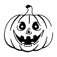 Hand drawn style icon of scary pumpkin
