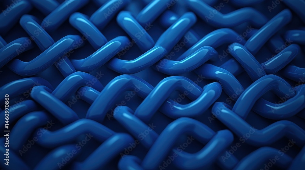 Poster abstract blue pattern of interwoven strands creating a textured and intricate surface design