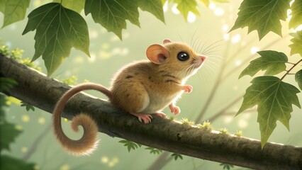 Dormouse wildlife photography highlighting peaceful nature moment in lush green forest surroundings. Common dormouse muscardinus avellanarius male and female on oak norfolk, uk
