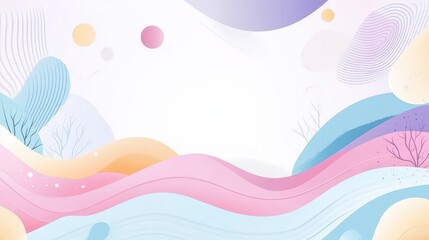 Fototapeta premium Abstract pastel landscape design with flowing shapes.