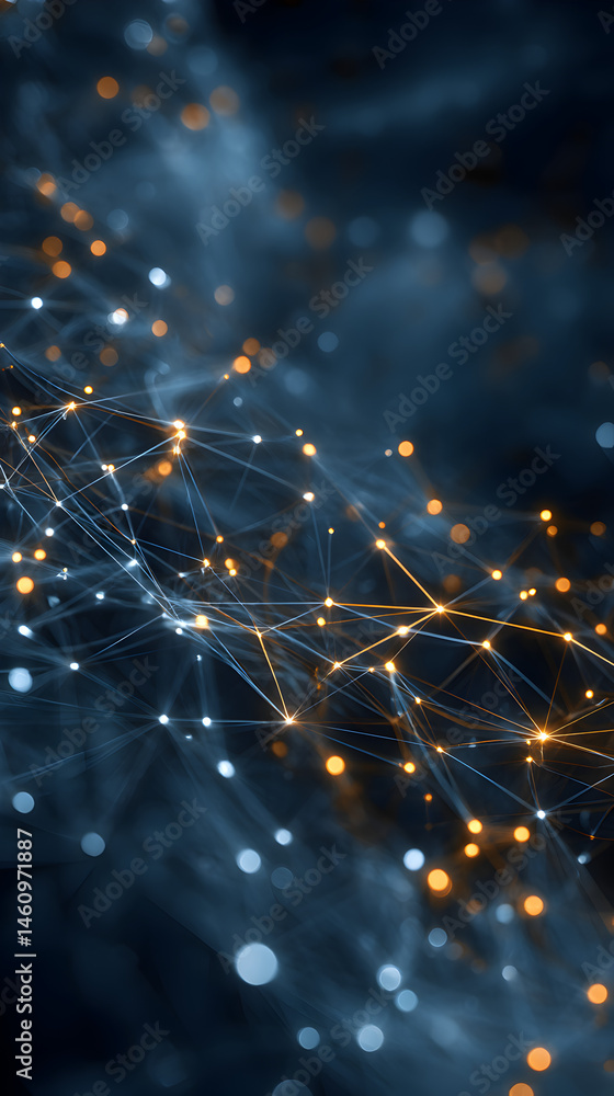 Poster abstract digital network illustration with glowing lines and bokeh effect for technology and innovat