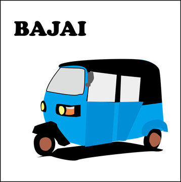 Vector illustration of Bajay or Bajai Jakarta, a two-wheeled three-wheeled transportation in the middle of the city