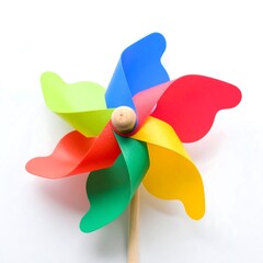 Colorful Pinwheel on White Background