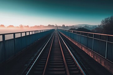 Fototapeta premium Misty morning on a railway bridge