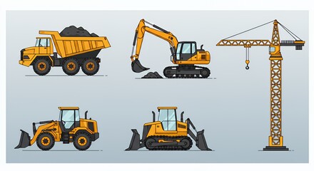 Heavy Construction Equipment: Excavators, Bulldozers, and Cranes