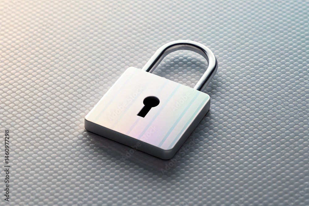 Poster secure padlock on textured surface symbol of data protection and privacy