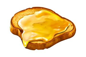 Toasted Bread Slice with Dripping Honey, cut out transparent