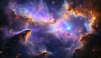 Fototapeta premium A cosmic nebula with vibrant purple and blue hues and scattered stars.