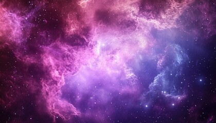 Obraz premium A cosmic nebula with vibrant purple and blue hues and scattered stars.