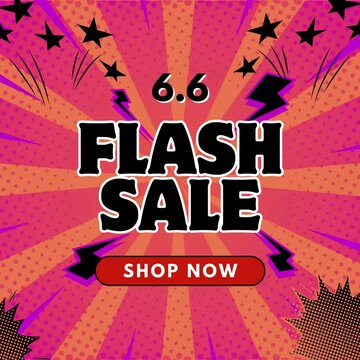 Flash Sale Explosion: Dynamic promotional graphic announcing a flash sale event. Emphasizing urgency, excitement, and limited-time deals.