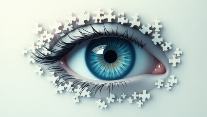 Fototapeta premium Abstract Eye with Puzzle Pieces Vision Mystery Solution and Intrigue