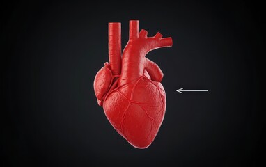 Detailed 3D model of a human heart, highlighted anatomical structure