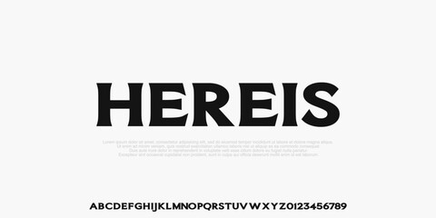 Modern bold font alphabet,Company logo design, Uppercase and number, design simple for technology, Urban, Sport and Movie, Vector illustration