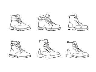 Stylish Combat Boots Line Art for Fashion Accessories Collection