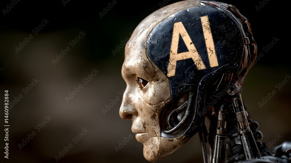 Poster documentary style illustration of a machine learning process featuring artificial intelligence, deep